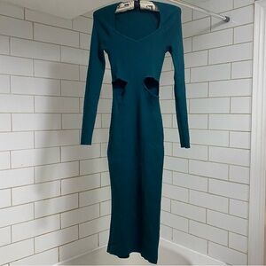 Women’s Abercrombie & Fitch Deep Teal Ribbed Knit Long Sleeve Dress